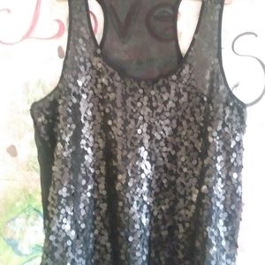 Sequined, racerback camisole tank top. Medium